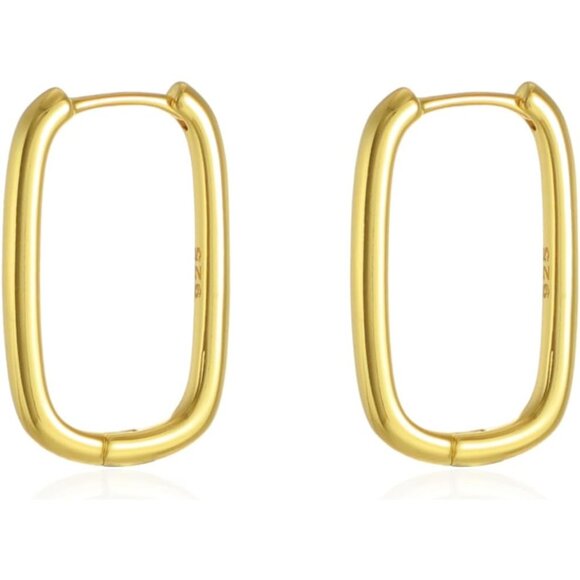 Women's 18K Gold-plated Zircon Earrings Hoop Dangle U-shaped Earring Golden - Picture 2 of 9